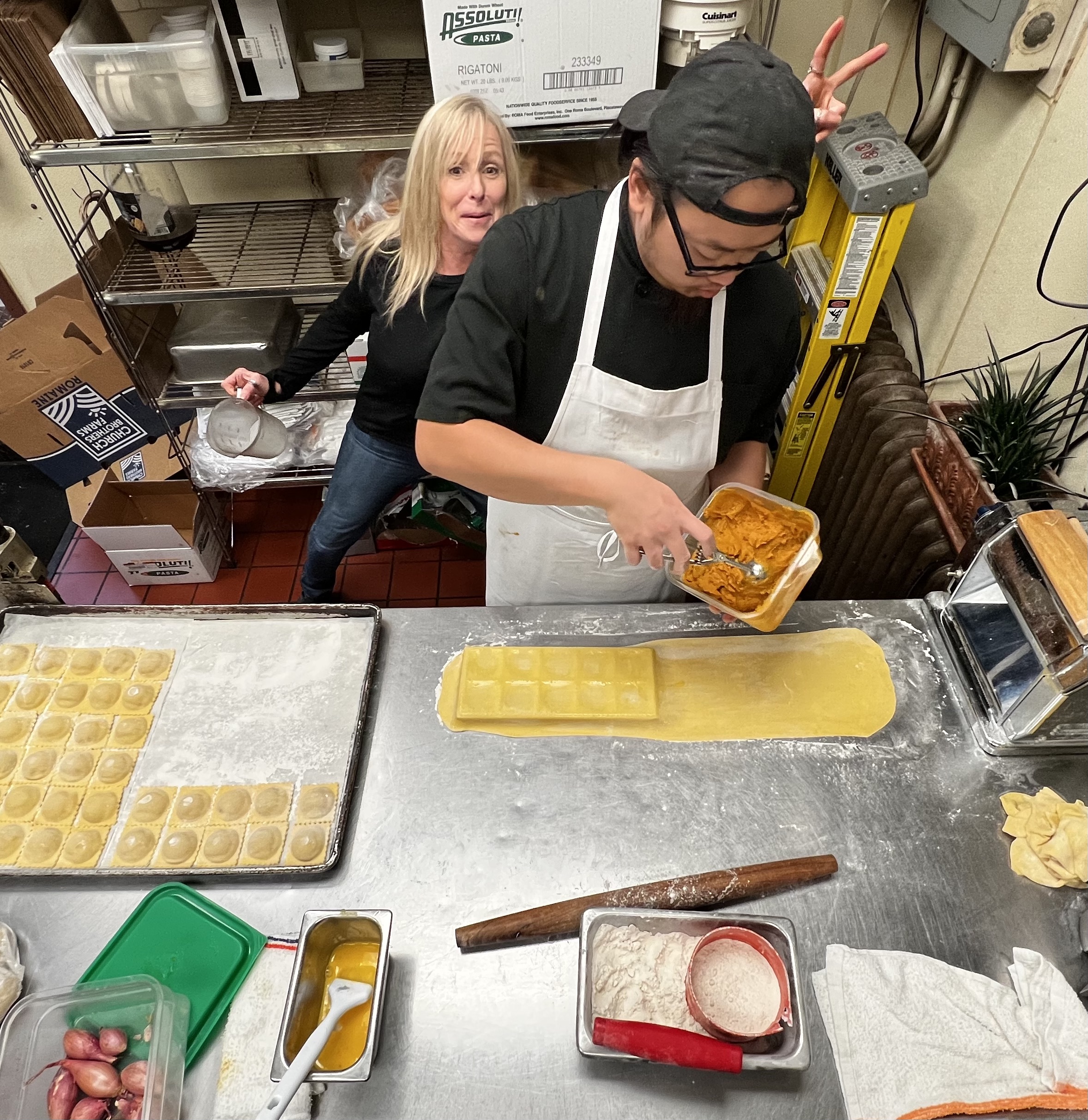 Food preparation - filling ravioli